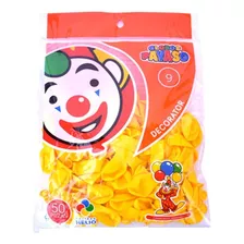 Bolsa De Globos Payaso 50 Pz Amarillo Canario #9