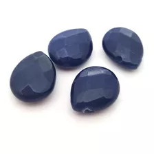 Paquete 12 Gotas De Jade Facetada Azul Rey 15x12mm