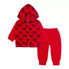 Conjunto Longo Vermelho Para Bebê Panda