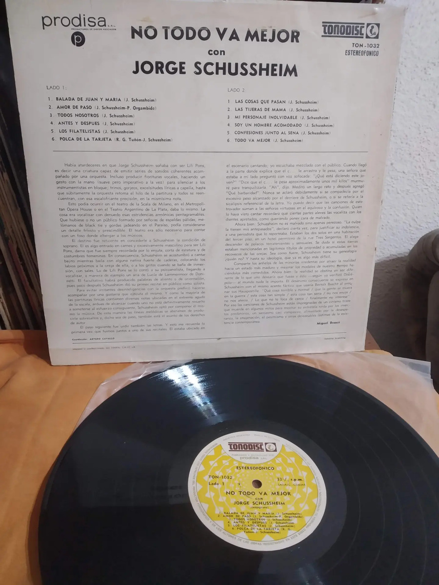 Jorge Schussheim - No Todo Va Mejor - vinilo 1980