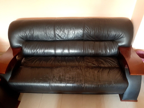 Sofa Cuero Negro Usado