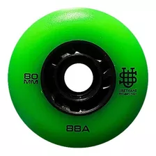 Set De 8 Ruedas Para Patines 80mm Black Color Green