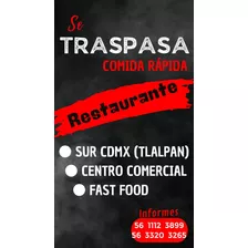 Se Traspasa Restaurante En Plaza Comercial Al Sur Cdmx