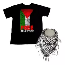 Camiseta Palestina Livre + Lenço Palestino Shemagh