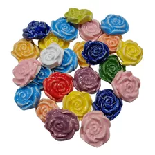 Figuras Forma De Flores 3d De Ceramica X 9 Unidades 