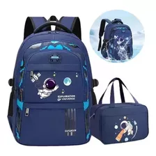 Mochila Ortopédica Para Crianças, Tipo Astronauta, Lancheira, Cor Azul Bri