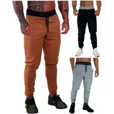 Kit 3 Calças Moletom Masculina Jogger Swag Treino Lazer