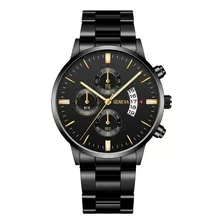 Reloj De Negocios Geneva Negro De Acero Inoxidable