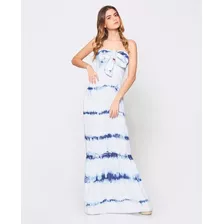 Maxi Vestido Largo Studio F Hermoso Denim Moño Frontal