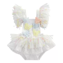 Romper Vestido Pañalero De Encaje Para Bebé Niña Mariposas