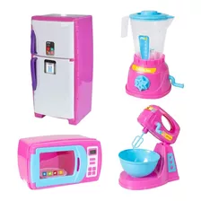 Kit Cozinha Infantil Completa C/ Geladeira + Micro-ondas