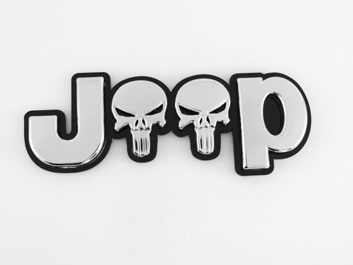 Emblema Jeep Punisher Cromado Fondo Negro Foto 4