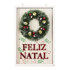 Quadro Decorativo Feliz Natal Guirlanda C/ Bolinha Enfeite