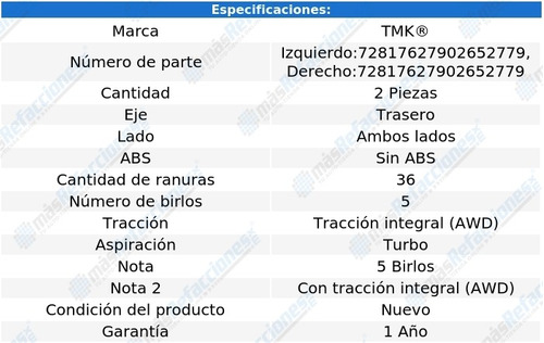 Par De Mazas Traseras Sin Abs V50 L5 2.5l De 2005 A 2007 Tmk Foto 2