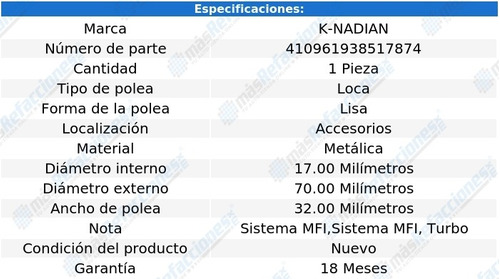 Polea Banda Metalica Lisa K-nadian 3000gt V6 3.0l 96 Foto 3