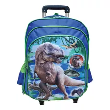 Mochila Carro Dino 46cm, Cartuchera Y Lunchera De Regalo