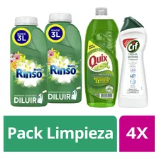 2 Detergente Rinso Para Diluir + Cif Crema + Quix Lavaloza