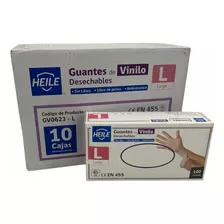 Pack 10 Cajas Guantes Vinilo Sin Polvo Heile - Elige Talla