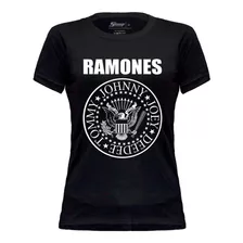 Baby Look Ramones Logo Clássica Preta