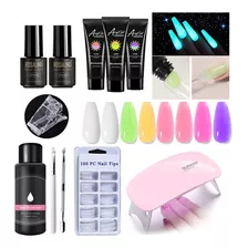 16pcs/set Poly Nail Gel Extensão Kit Brilho No Escuro