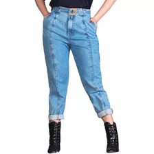 Calça Jeans Clara Sem Elastano Slouchy Larguinha Com Cinto 