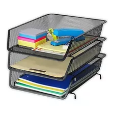 Paquete De 3 - Organizador Apilable De Bandeja, Color Negro