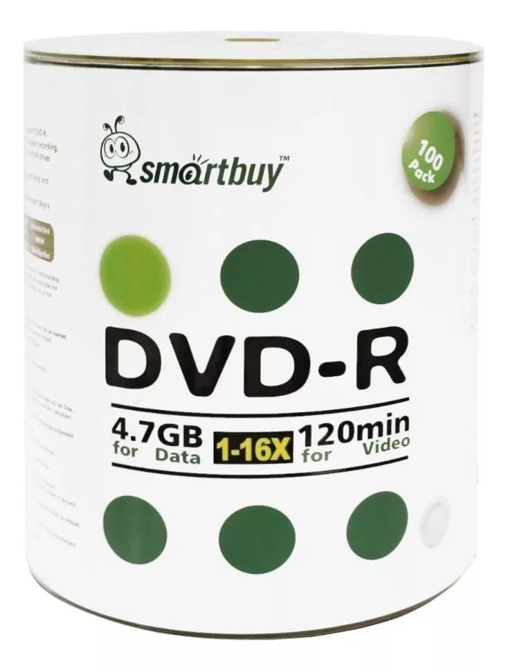 Disco Virgem Dvd-r Smartbuy De 16x Por 100 Unidades