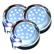 03pçs Luminária Led Piscina Lago 12v Ip68 15w Frio 6500k 1/2