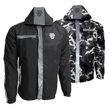 Chaqueta Semi Impermeable Doble Faz Reflectiva Moto Lona 