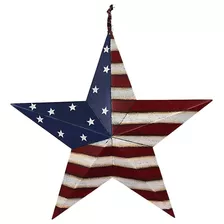 E-view Metal American Flag Barn Star Decor Patriotic Mounted