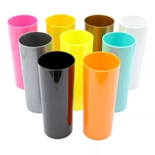 100 Copo Long Drink Colorid Liso Transfer Laser E Silk 340ml