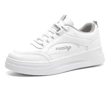 Zapatos De Tenis Casuales De Cuero Pu Fino Para Mujer