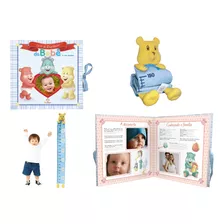 Box Livro De Recordações Do Bebê Menino - Álbum + Pelúcia