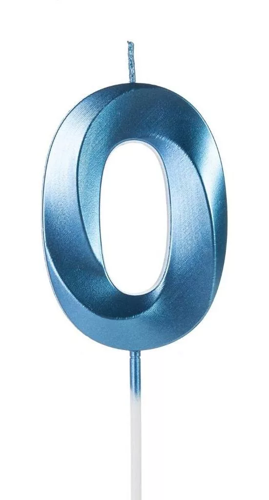 Vela Bolo Aniversário Azul Design Perolizada Metalizada