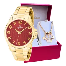 Relógio Champion Feminino Golden Luxo + Pulseira Berloque