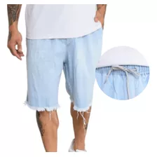 Bermuda Jeans Com Elástico Masculina Top