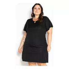 Vestido Preto Com Mangas Amplas Plus Size