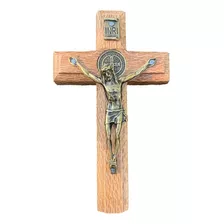 Cruz Crucifixo Parede Porta São Bento Madeira Reforçada 12cm