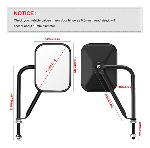 Espejos Retrovisores Para Jeep Wrangler Cj  Tj Jk Jl Y Unl Foto 6