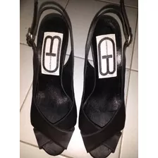 Sandalias Negras Claude Bernard Raso Con Plataforma Fiesta