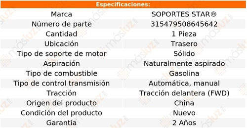 1) Soporte Motor Tras Geo Metro 1.3l L4 Aut, Std 95/97 Foto 2