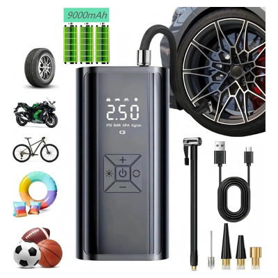 Compresor De Aire Eléctrico Portátil, Inflador De Llantas Inalámbrico De Alta...