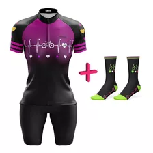 Conjunto De Ciclismo Ciclistas Bermuda E Camisa Feminino Pro