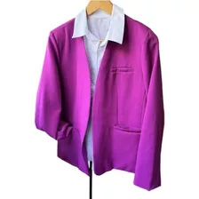 Blazer Violeta Mujer Chaleco Saco Sastrero Moda Casual Ropa