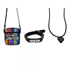 Kit Bolsa Transversal Now United Com Pulseira E Colar 