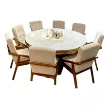 Comedor 8 Sillas Circular Cubierta Piedra Onix Iluminado Led