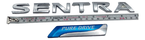 Emblemas Nissan Sentra Pure Drive Letras Cromadas  Foto 3