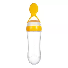 Mamadeira Colher Dosadora Bebe Silicone - Introdução Papinha Cor Amarelo