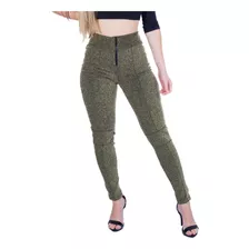 Calça Legging Feminina Justa Com Ziper Social