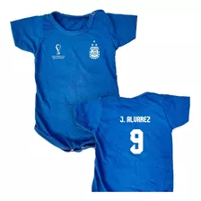 Body Bebe Azul Negra Camiseta Julian Alvarez 9 Afa Mundial